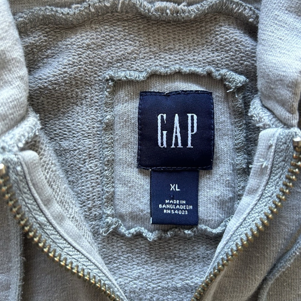 Vintage Gap Sweatshirt Size Large Gray Full Zip Hoodie Blank Heavyweight - Picture 3 of 5